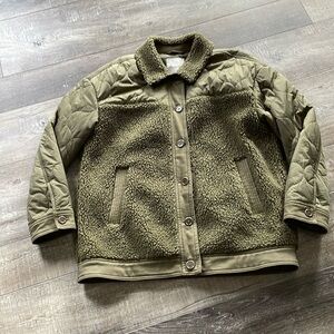 Madewell Quilted/Sherpa Jacket - Medium - Olive Green - Excellent Condition